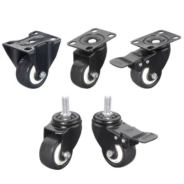 Bánh xe đẩy đen 65mm 75mm 100mm đế xoay - khóa