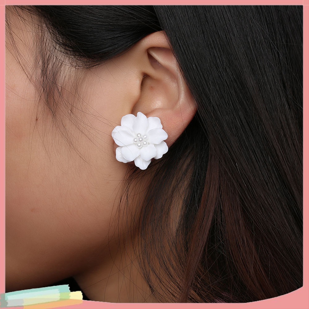 Đôi Khuyên Tai HìNh Hoa ĐíNh HạT NgọC Trai Giả ThờI Trang Cho Nữ