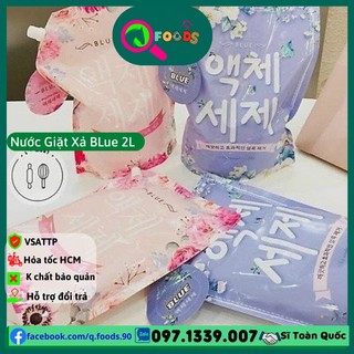 Nước giặt xả blue hàn quốc 2 trong1 túi 2L nước xả thơm quấn rũ giặt sạch quần áo và xả thơm 2 in 1