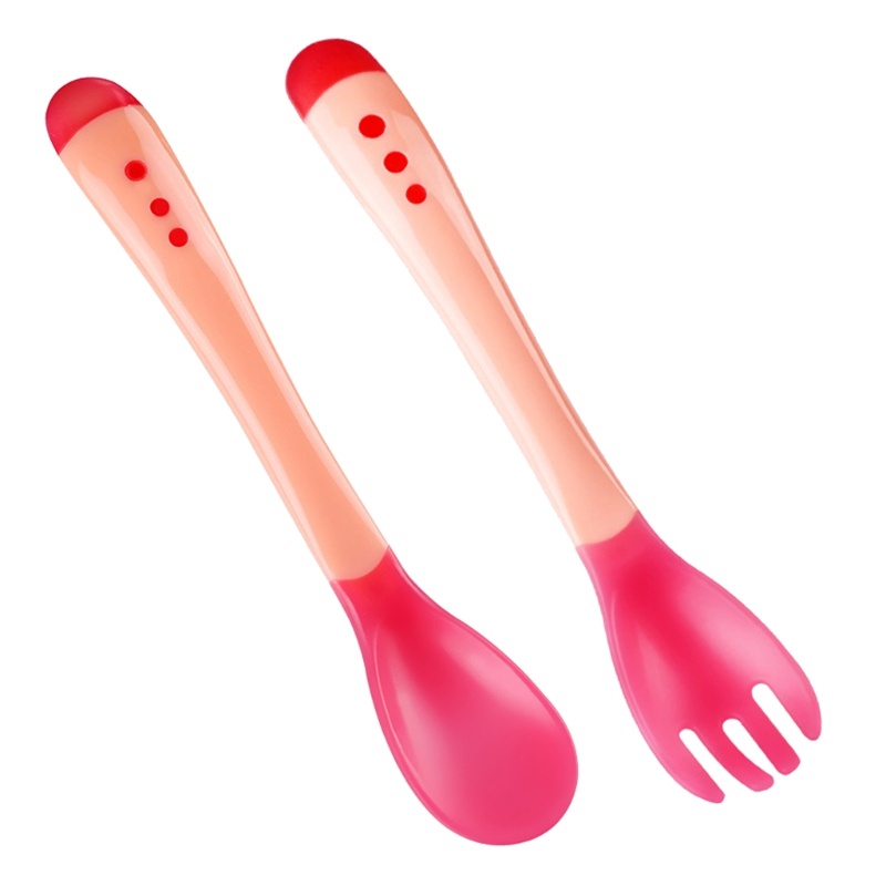 Set 2 Muỗng Nĩa Cảm Biến Nhiệt Độ An Toàn Cho Bé