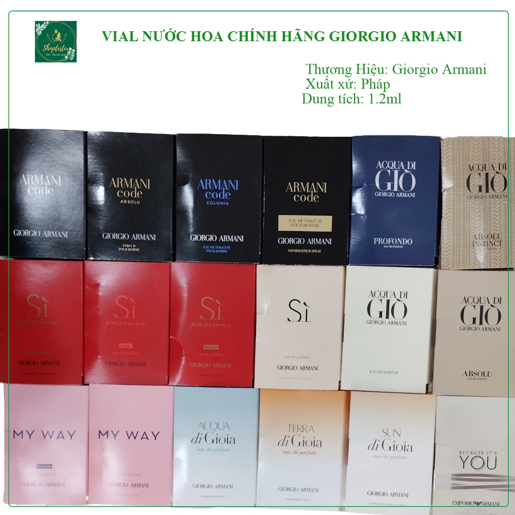 Mẫu thử nước Hoa Giorgio Armani các mùi