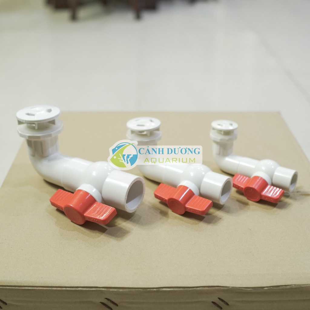 Co xả đáy hồ cá có van khóa, ống xả đáy hồ cá, van xả hồ
