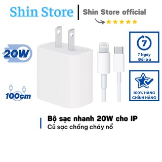Bộ sạc nhanh 20w, cáp sạc nhanh độ dài 1m 1,5m 2m củ sạc chống cháy nổ -shinstore