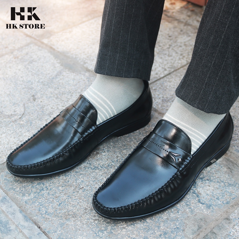 Giày lười nam da bò cao cấp mềm nhẹ - kiểu dáng lịch sự - hàng chính hãng HK.STORE - giày siêu chất và siêu nhẹ