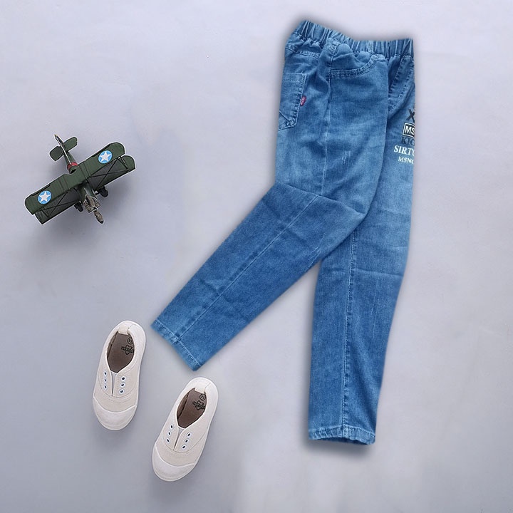 Quần jeans dài cho bé trai lưng thun