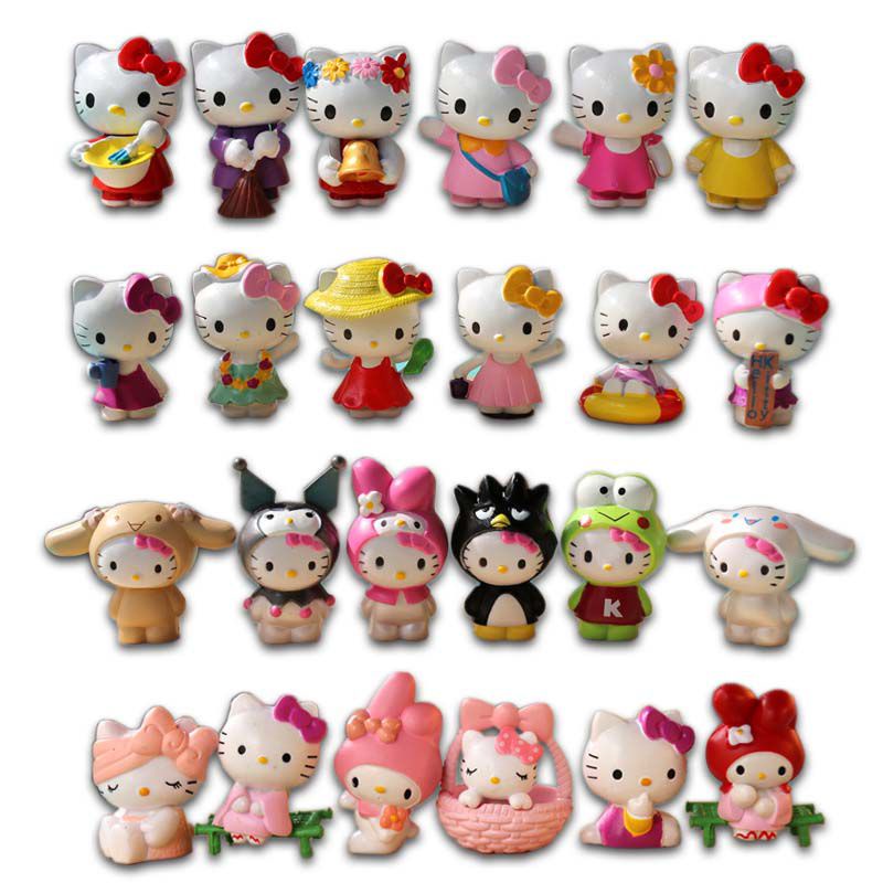 SANRIO Set 6 mô hình mèo Hello Kitty trang trí bánh kem