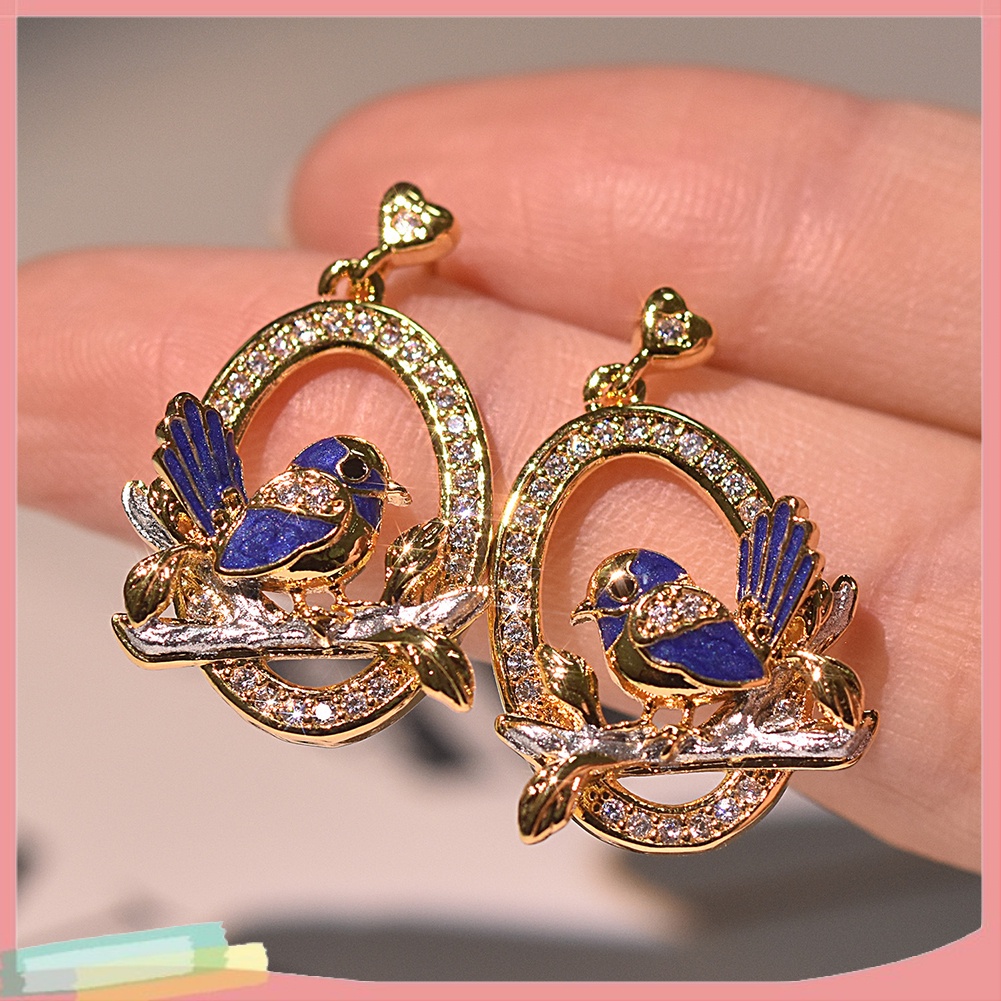 Khuyên tai hình trái tim đính đá sang trọng cho nữ