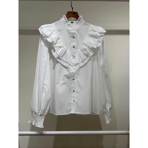 Áo Zara Áo sơ mi trắng cổ bèo Zara xuất công sở dự tiệc A146