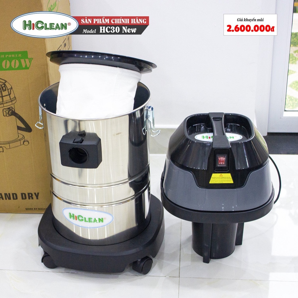 Máy hút bụi công nghiệp Hiclean HC30 - 30 lít - Hút khô và ướt