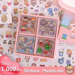 Sticker 100 tấm dán Cô Gái Good Time hoạt hình trang trí sổ lưu niệm dễ thương