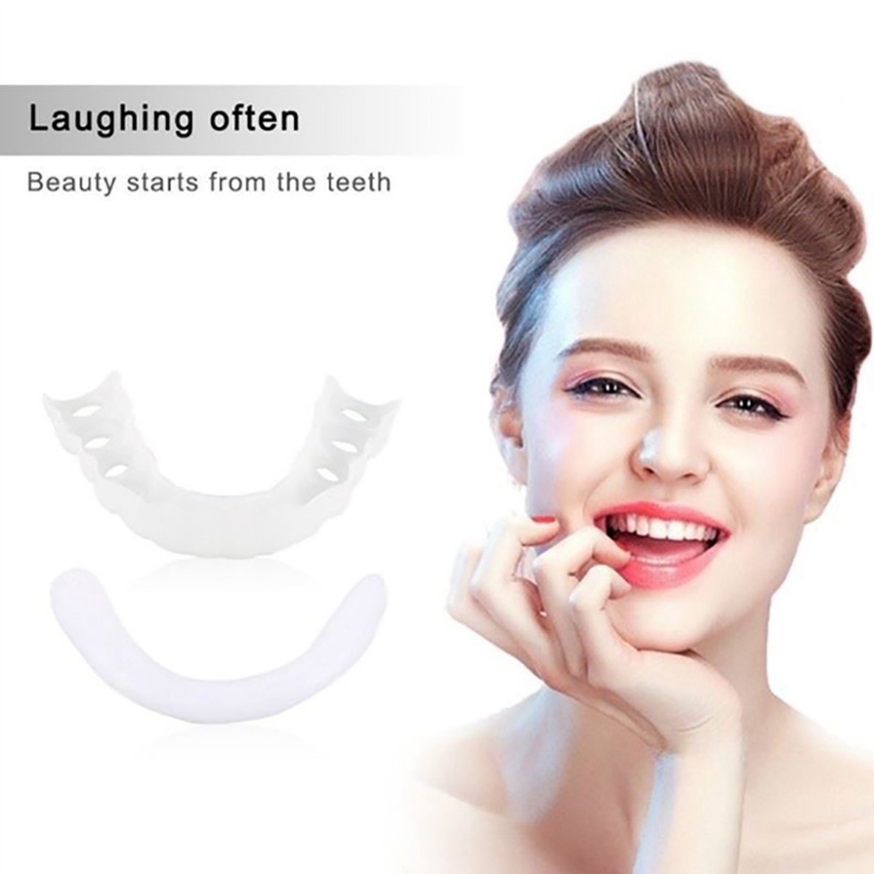 Hàm răng làm giả trên + dưới bằng silicone làm răng trắng sáng đồng đều cho thú vui xinh xắn