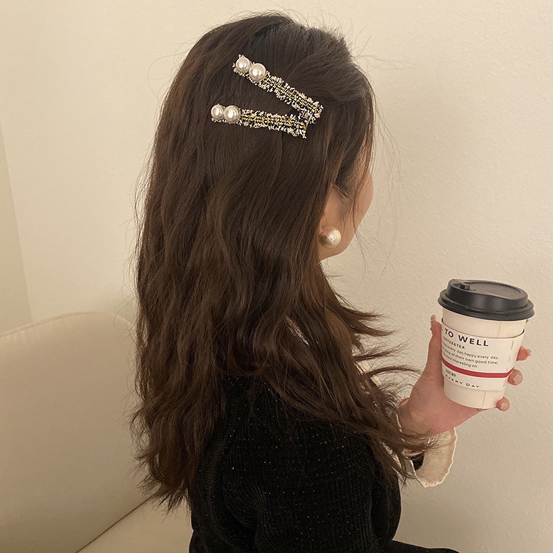 Kẹp Mỏ Vịt Ngang Một Bên Kẹp Vải Dài Nhỏ Màu Vàng Kim Phong Cách Hàn Quốc Tươi Mới Dành Cho Bạn Nữ