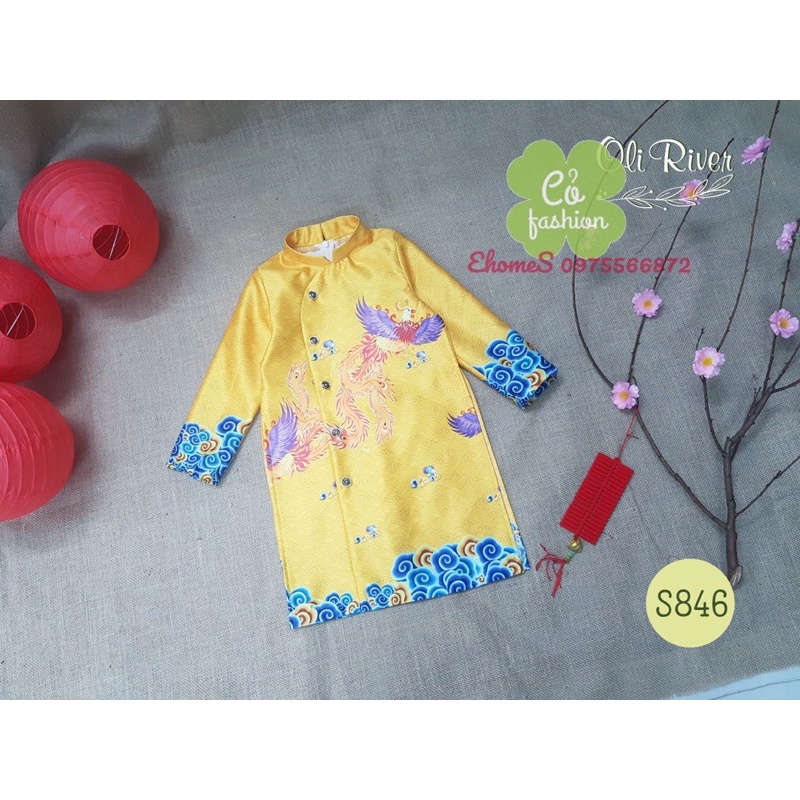 ÁO DÀI NAM LÂN VÀNG ĐÓN TẾT SIÊU ĐẸP CHO BÉ TRAI
