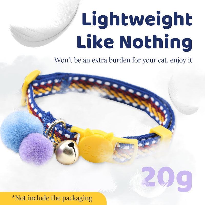 HamshMoc Vòng Cổ Nhẹ Mềm Mại Thoải Mái Bền Bỉ Có Chuông Và Bóng Lông Cho Thú Cưng