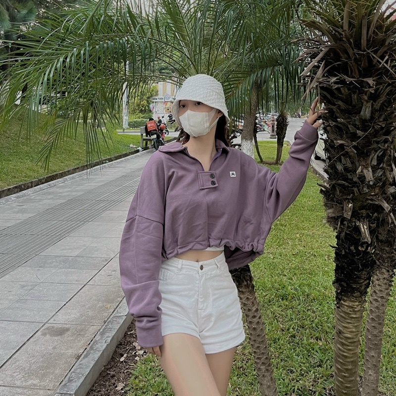 Polo croptop eo rút dây bo chun Cobo