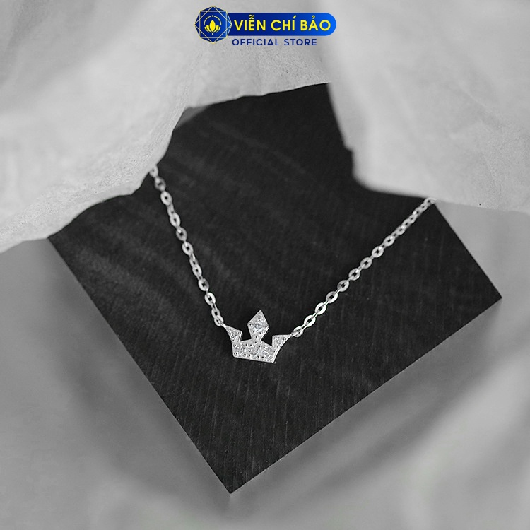 Dây chuyền bạc nữ Vương miện đính đá chất liệu bạc 925 thời trang phụ kiện trang sức nữ Viễn Chí Bảo D400608