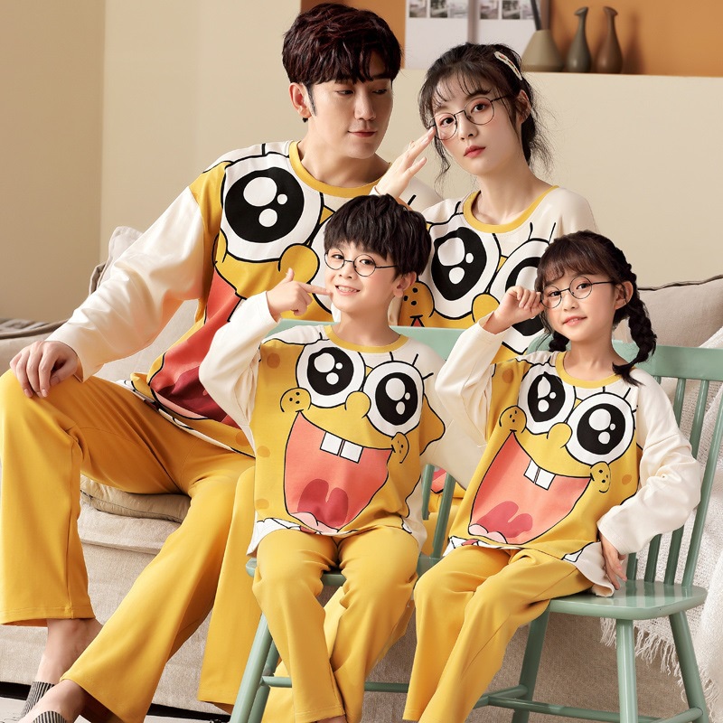 Bộ Đồ Ngủ Tay Dài Chất Liệu Cotton Mỏng In Họa Tiết Hoạt Hình Pikachu Dễ Thương Thời Trang Xuân Hè Cho Gia Đình