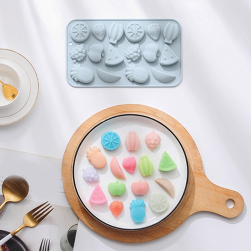 Khuôn Silicone 16 Ngăn Tạo Hình Trái Cây Làm Bánh Kẹo / Xà Phòng