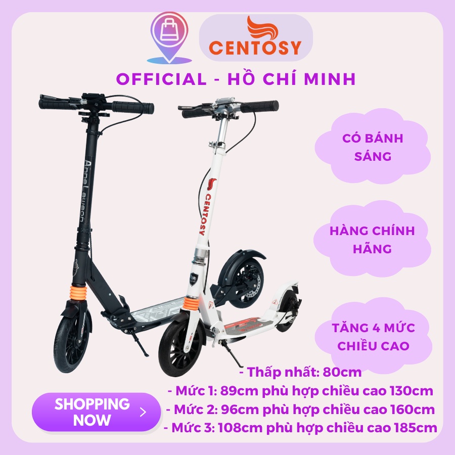 Xe Trượt Scooter CENTOSY A5D Cho Người Lớn - Phanh Đĩa An Toàn, Tải Trọng Tối Đa 100kg