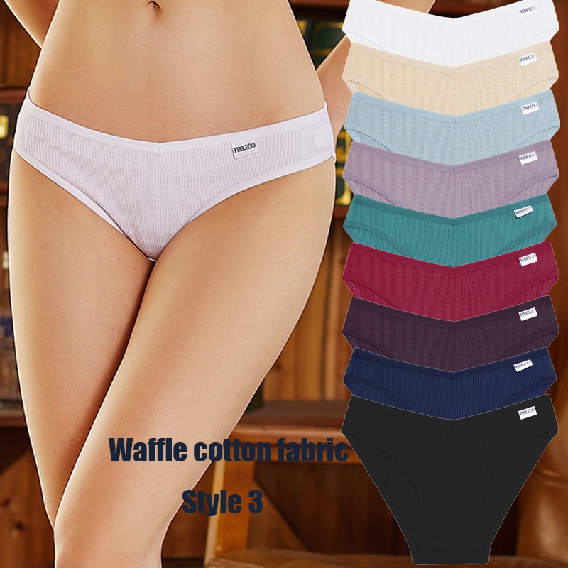 Take Talk set 3 Quần Lót Lọt Khe Chữ V Eo Cao Thoáng Khí Thoải Mái Phong Cách Waffle 10 Màu S-XL Cho Nữ