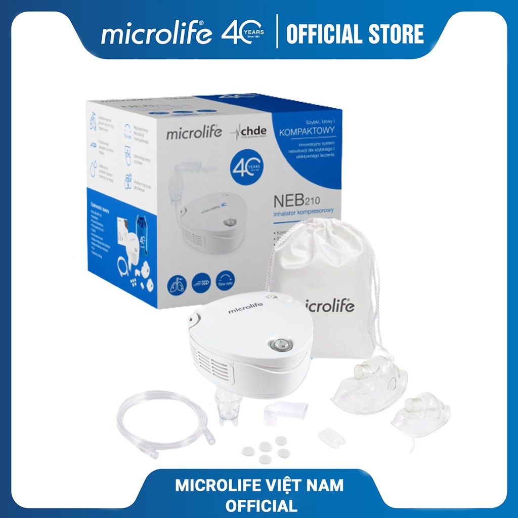 Máy xông mũi họng, phun khí dung MICROLIFE NEB210 chính hãng bảo hành 3 năm 1 đổi 1 chính hãng