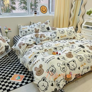 [HÀNG NHẬP KHẨU] Bộ chăn ga COTTON POLY cao cấp mẫu hình dễ thương - Nha_momo (CHAT CHỌN MẪU)