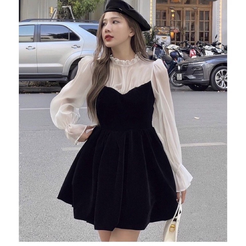 VÁY NHUNG PHA TƠ OGANZA DÁNG XOÈ VNBPTO