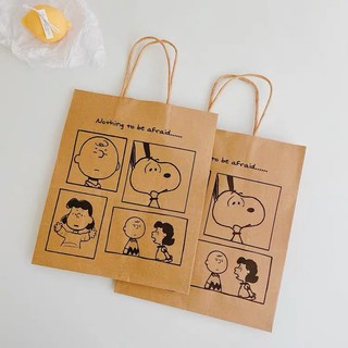 Túi Giấy Đựng Quà Có Quai Xách Túi Gói Hàng Kraft Snoopy Màu Nâu Phong Cách Cổ Điển