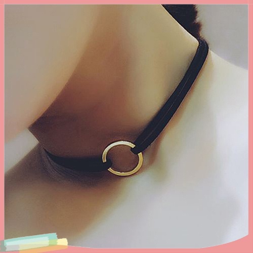 Vòng Cổ Choker Giả Da Lộn Trang Trí Vòng Khuyên Thời Trang Cho Nữ