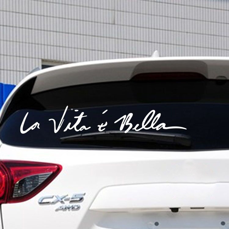 Tem Dán Xe Ô Tô Trang Trí Xe Dòng Chữ &quot; La Vita'e Bella &quot; Kích Thước 40 cm x 8 cm Hai Màu Đen Trắng [Hàng Loại Đẹp]