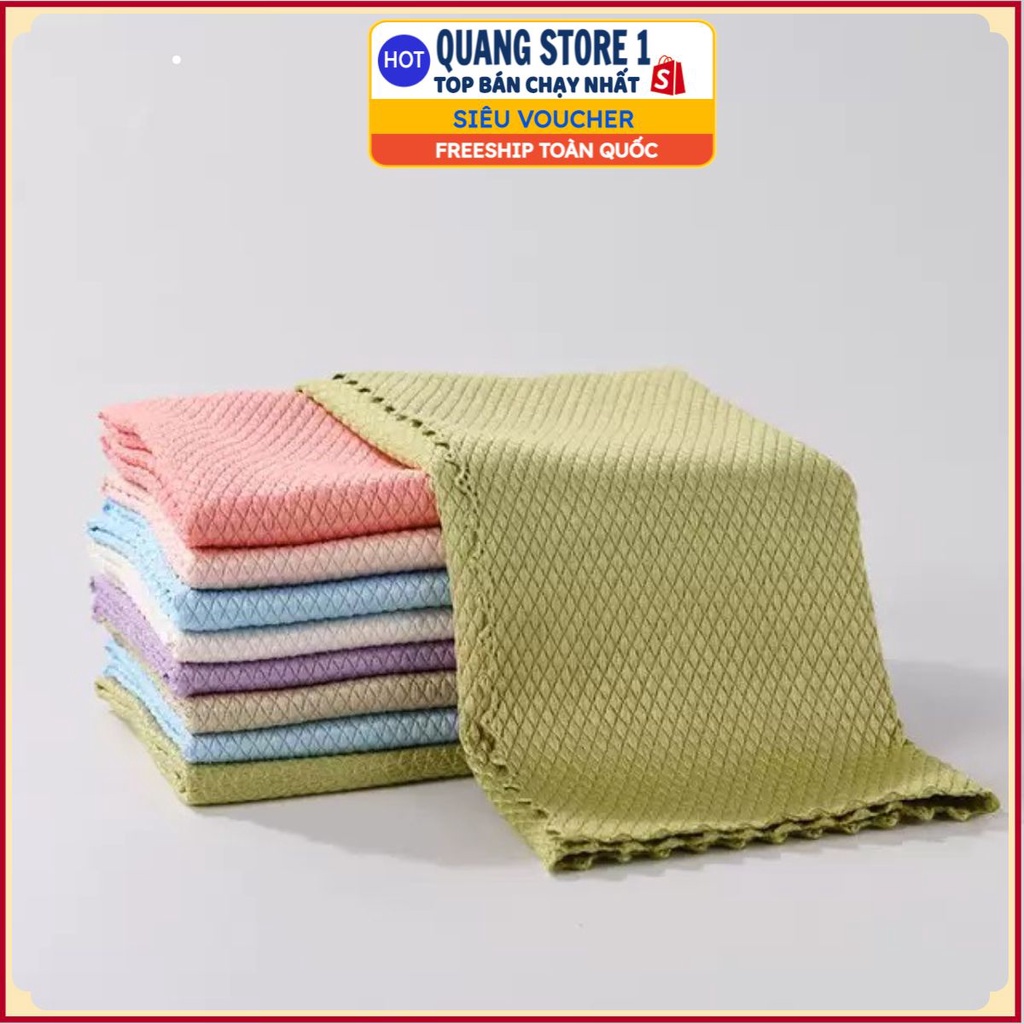 Khăn lau đa năng bếp 25*25cm, bát đĩa, cốc chén thấm nước chống dính dầu mỡ