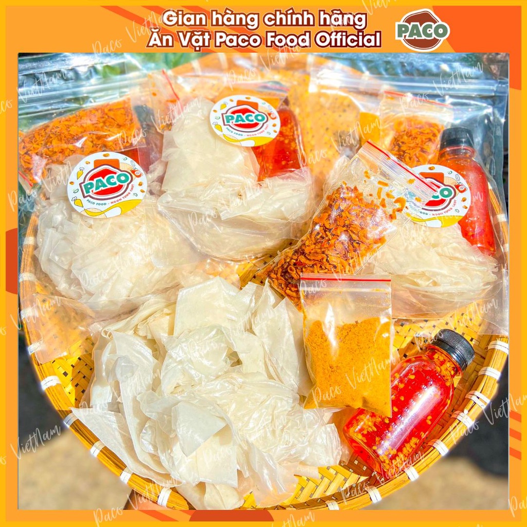 bánh tráng chấm sốt tắc cùng muối nhuyễn hành phi có thể trộn chấm cùng bánh phơi phơi sương rìa dẻo ngon Paco Food