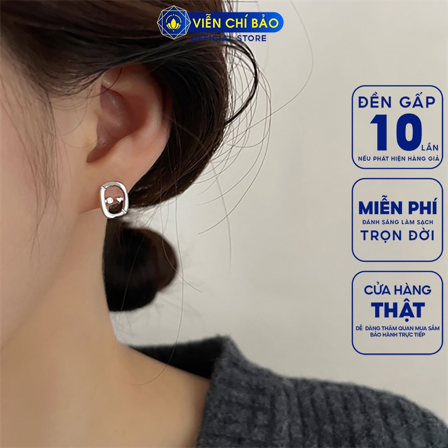 Bông tai bạc nữ tim mặt cười chất liệu bạc 925 thời trang phụ kiện trang sức Viễn Chí Bảo B000566