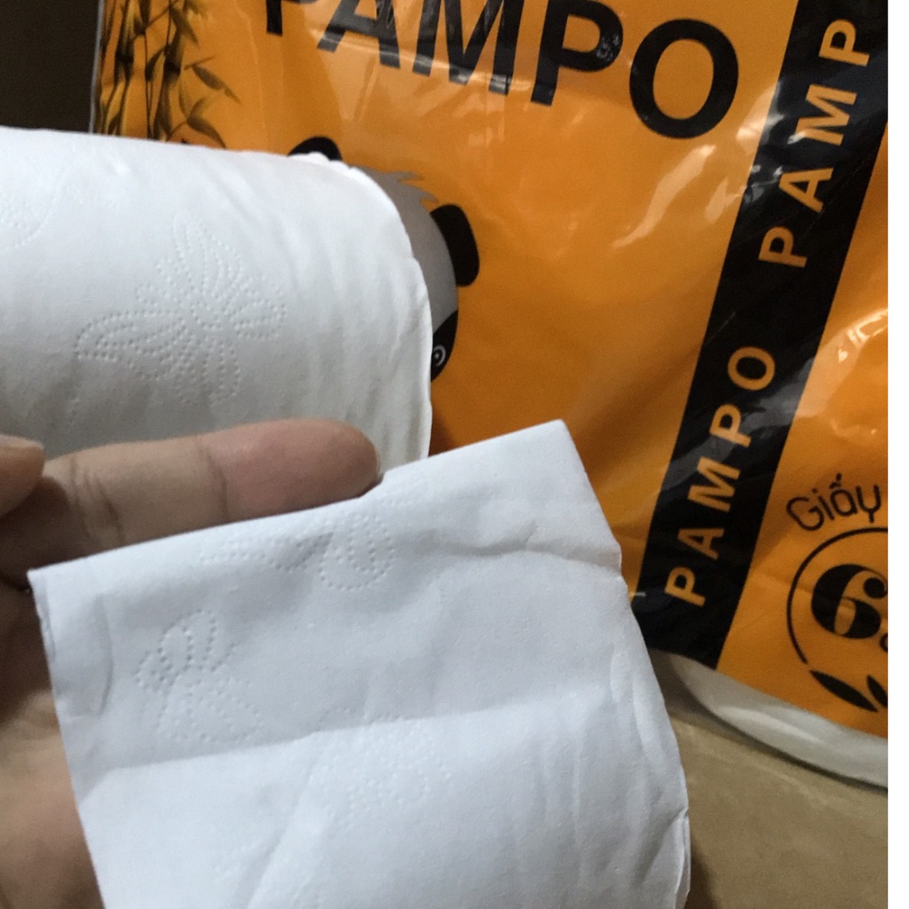 Giấy vệ sinh, giấy cuộn Pampo cao cấp 6 cuộn siêu mịn