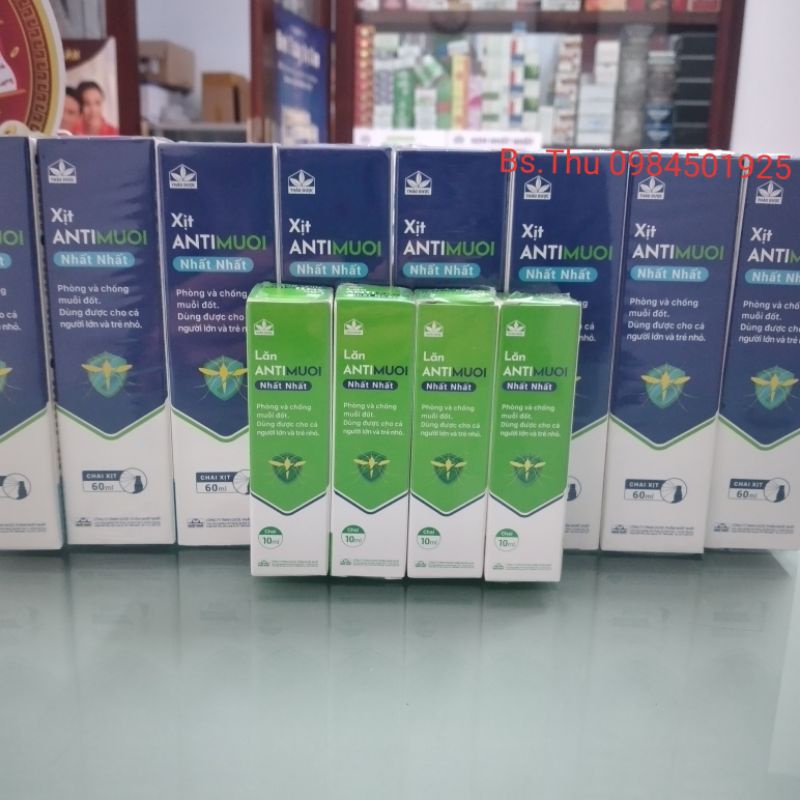 Xịt ANTIMUOI Nhất Nhất 60ml - lăn 10ml phòng và chống muỗi dốt dùng được cho trẻ từ 6 tháng