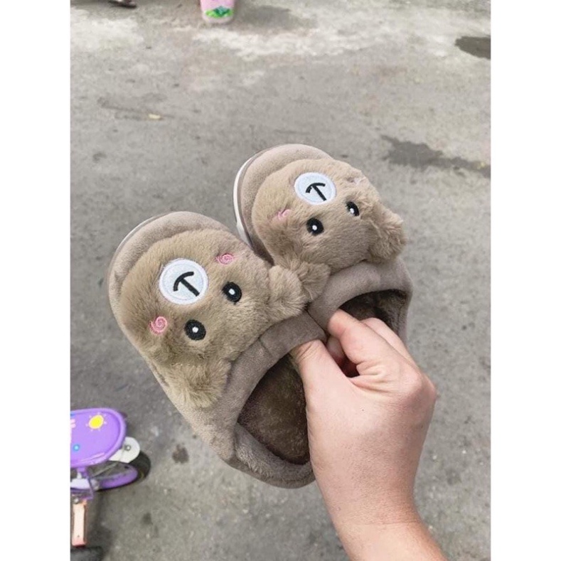 Dép bông đi trong nhà cho bé hình gấu siêu ấm