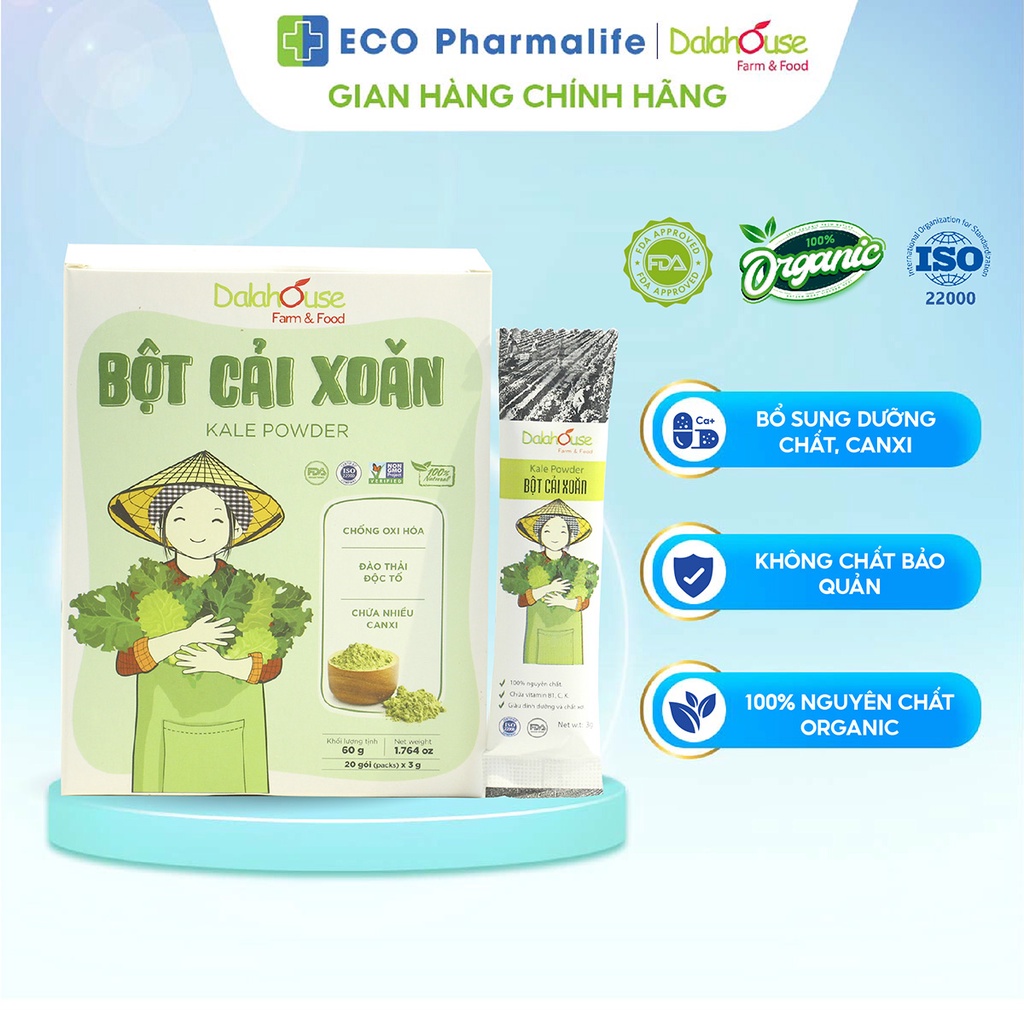 Bột Rau Cải Xoăn Nguyên Chất DALAHOUSE Bổ Sung Chất Xơ Và Vitamin Tăng Cường Sức Khỏe Hỗ Trợ Làm Đẹp Da 50g/ 60g/ 120g