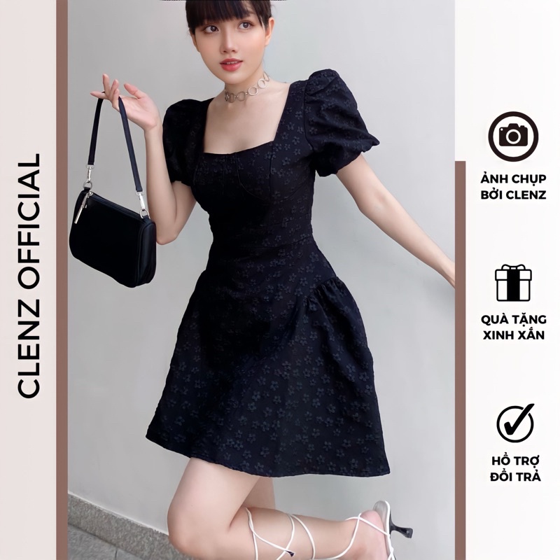 Đầm midi đen cổ vuông có size XS Bigsize D01