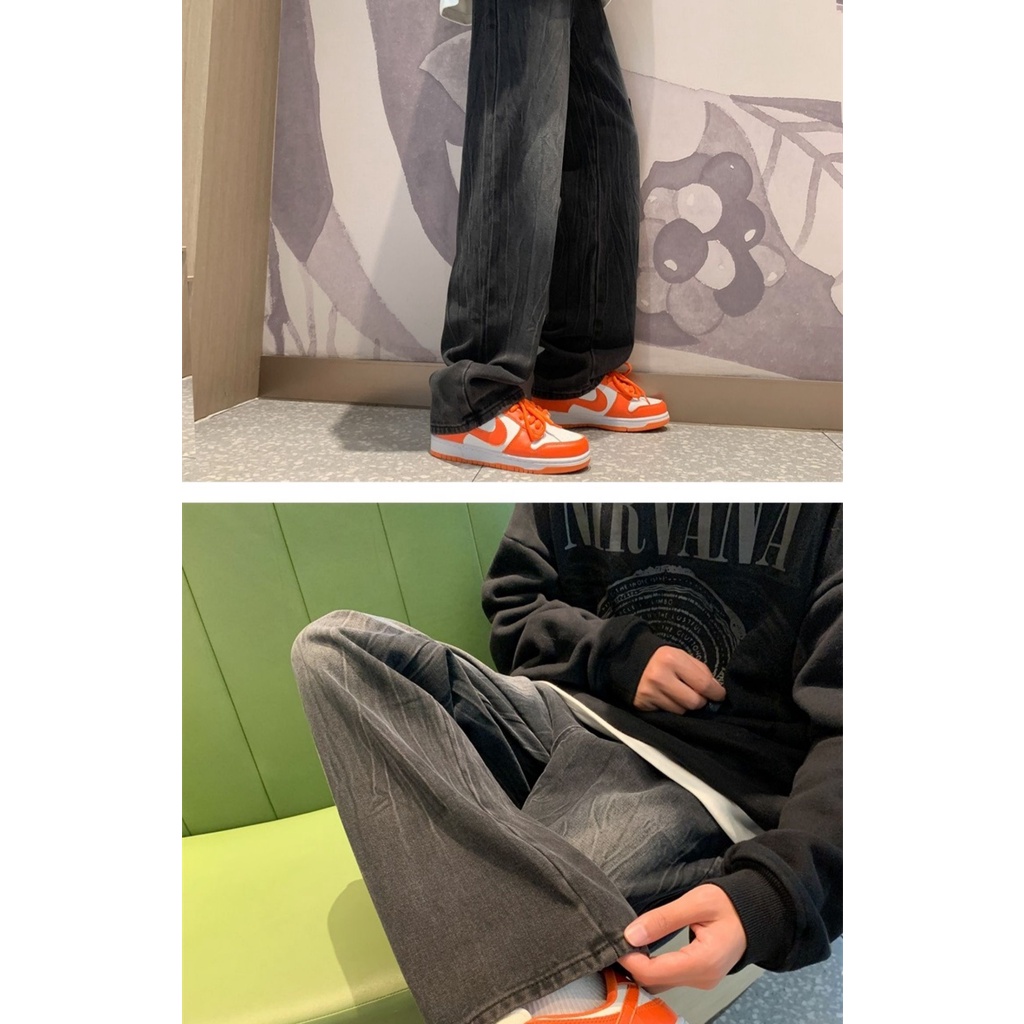 Quần Jean Dài Dáng Rộng Ống Suông Phong Cách Retro Dành Cho Nam