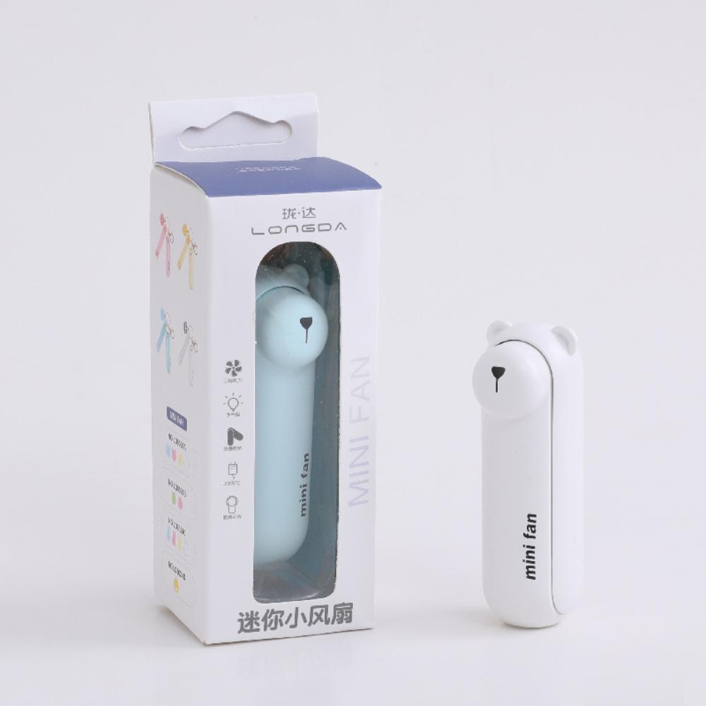 Quạt Mini Quạt Cầm Tay Quạt Sạc Usb Yên Tĩnh Có Thể Gập Lại Với Chức Năng Sạc Dự Phòng Và Đèn Pin Hình Gấu Dễ Thương