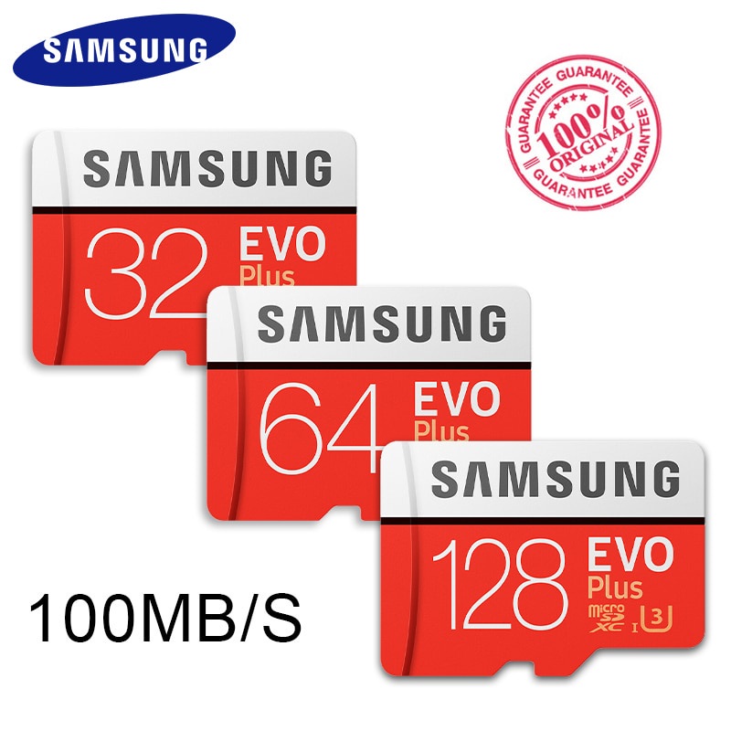 SAMSUNG Thẻ Nhớ Micro SD 256G 128GB 64GB 32GB 100Mb / s Class10 U3 U1 SDXC Grade EVO