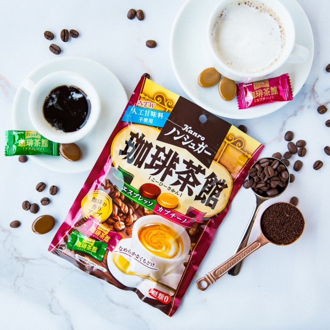 Kẹo cà phê sữa, hồng trà sữa không đường Kanro Nectar Coffee Tea House 72g