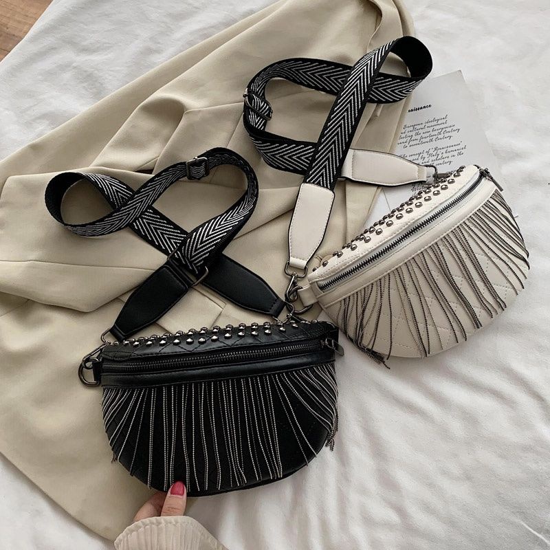 Hàng Có Sẵn!✨Túi Đeo Chéo Đính Đinh Tán Phối Tua Rua Thời Trang 2022 Cho Nữ