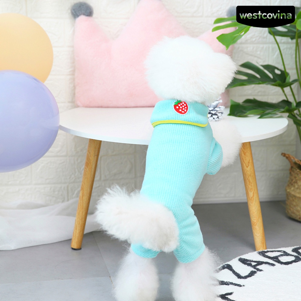 [COD]♘Bộ Đồ Ngủ Liền Thân Giữ Ấm Bốn Chân Màu Trơn Thời Trang Dành Cho Cún Cưng Cỡ Nhỏ