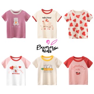 Áo thun cộc tay bé gái Bunnykids Home, áo cộc tay bé gái chất cotton nhiều hình dễ thương
