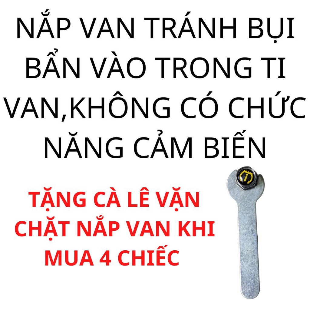 nắp van cảm biến áp suất lốp chất liệu nhôm 2 màu bạc và xám