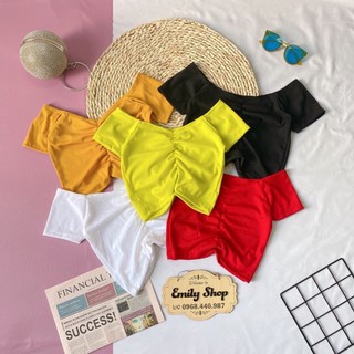 Áo thun gân croptop nhúm ngực