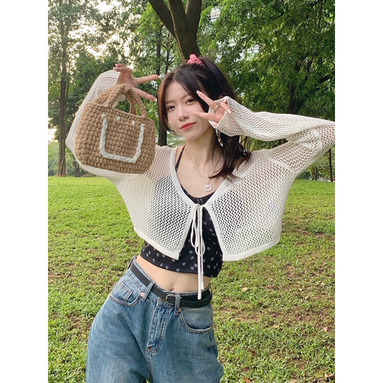 Porozi Áo khoác cardigan mỏng chống nắng phong cách thời trang Hàn Quốc