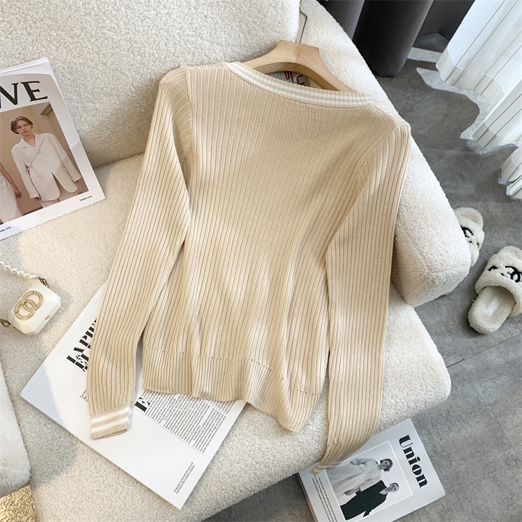 Áo Len Nữ Dài Tay Cổ Chữ V Thời Trang Hàn