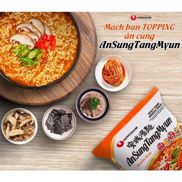 Mì Vị Miso Cay Ansungtangmyun Nongshim Gói 125g - Mì Ăn Liền Nhập Khẩu Hàn Quốc